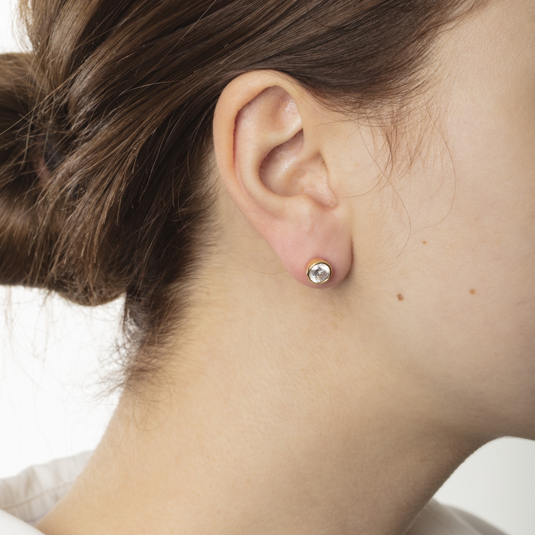 Ohrstecker 750/18 K Gelbgold Ø 7.0mm mit Zirkonia