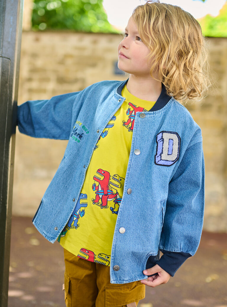 Veste bi matière en denim et molleton pour garçon
