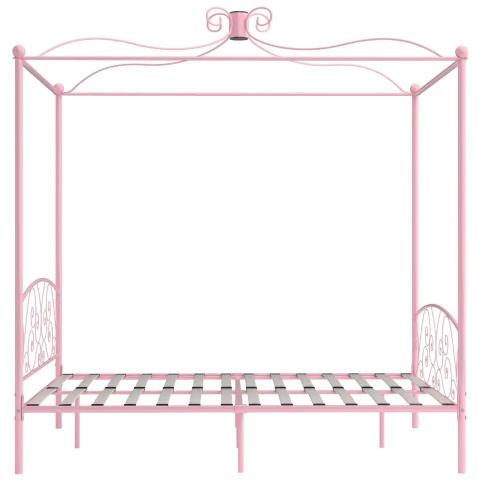 vidaXL - Hemelbed met verfijnd ontwerp - Roze - Metaal - 160x200 cm
