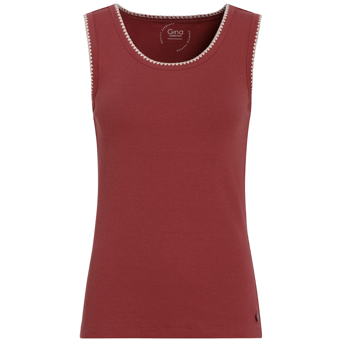 Gina Collection Damen Top mit Rippstruktur bordeaux