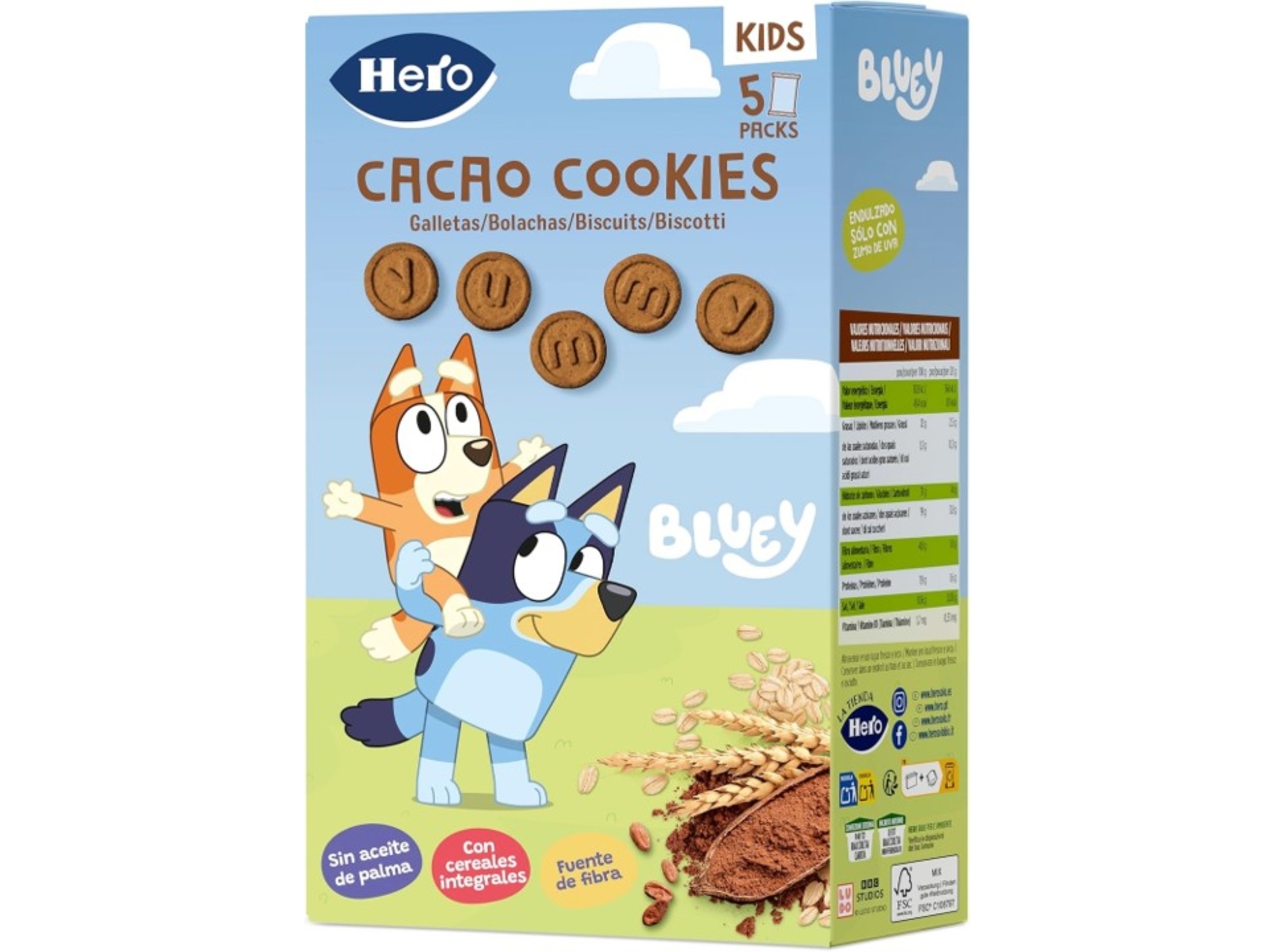 BOLACHAS HERO BLUEY CACAU 100G (5X20G)