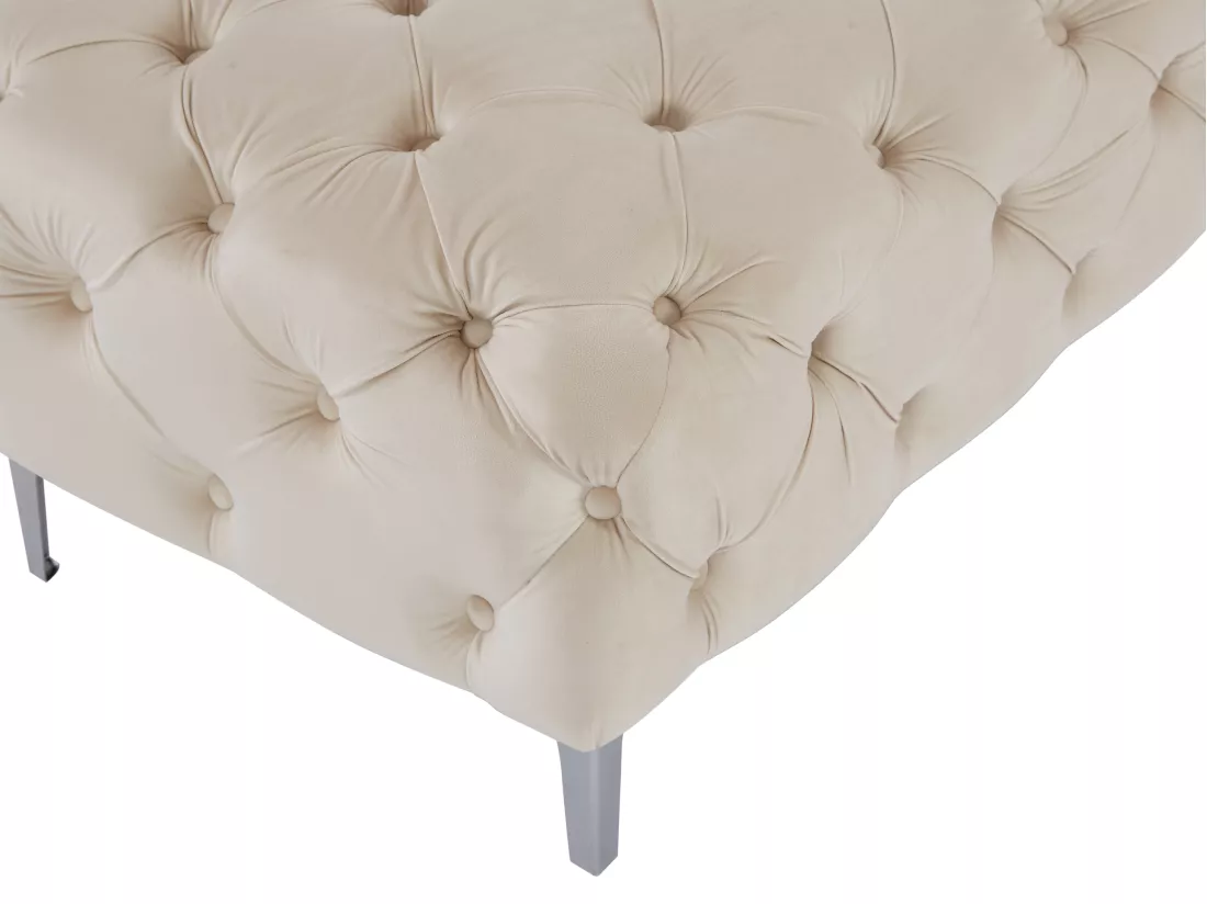 Pouf chesterfield en velours beige EDWINA