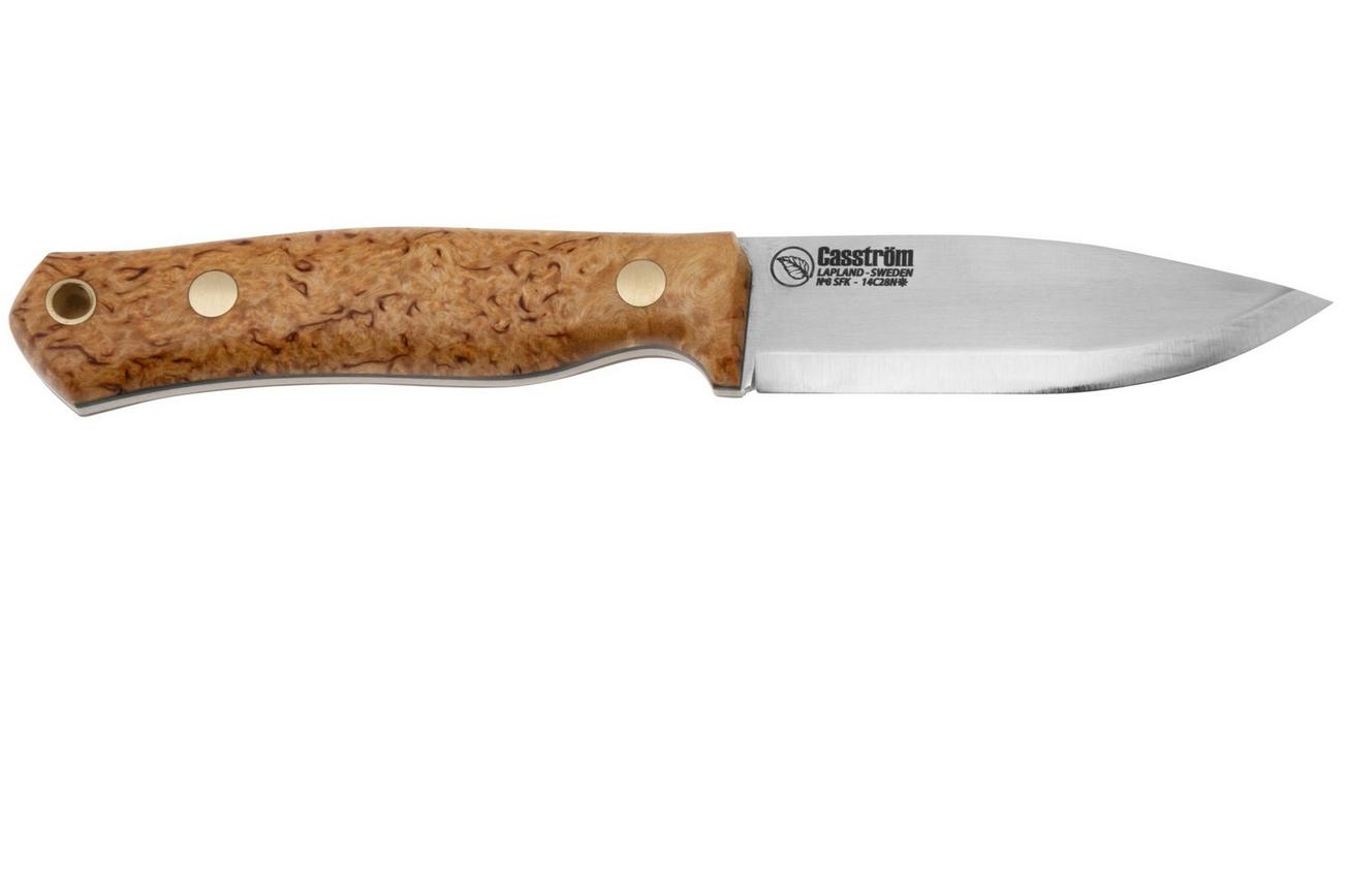 Casström No. 8 SFK 12808 Curly Birch, vaststaand mes
