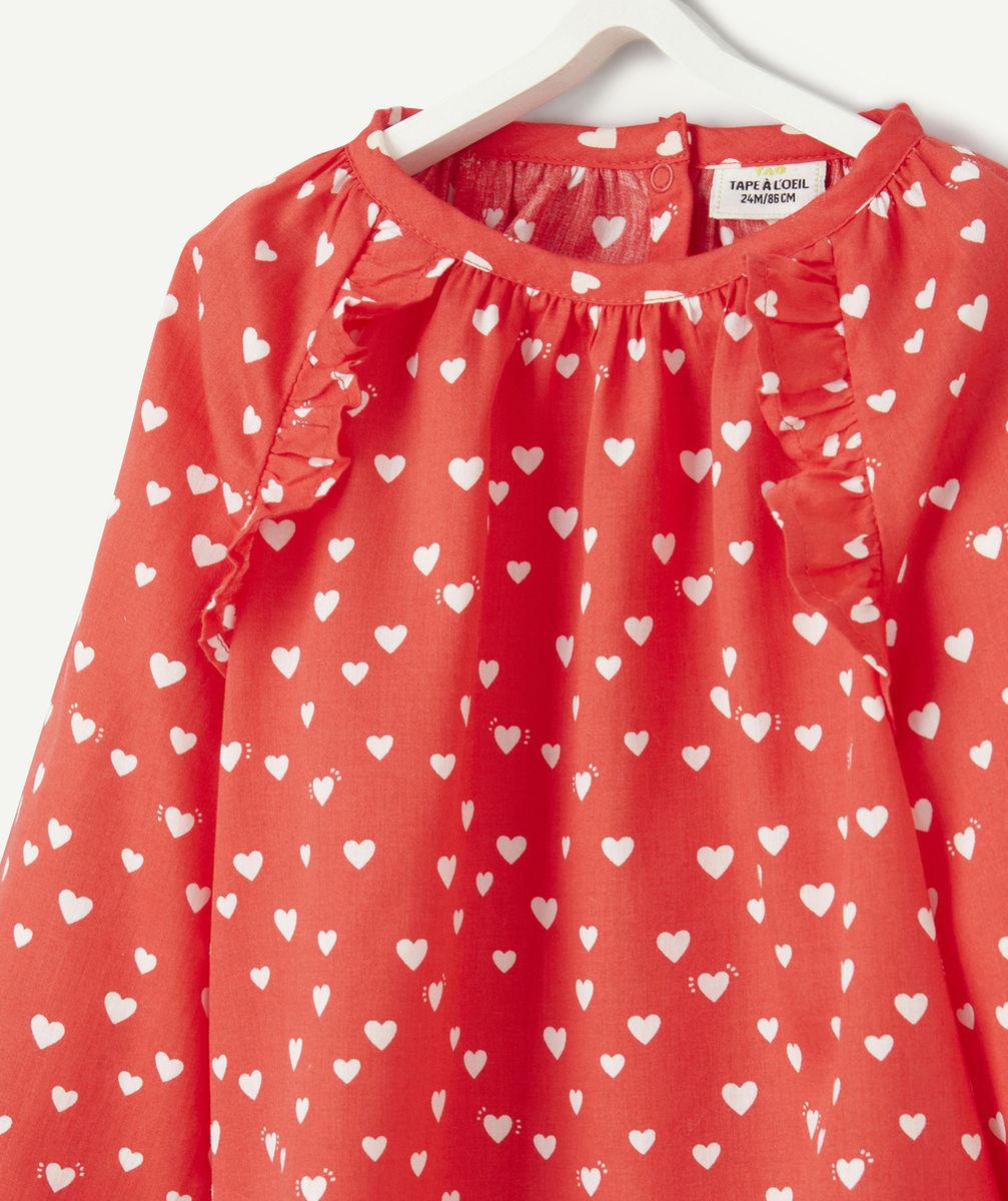BLOUSE BÉBÉ FILLE ROUGE AVEC DÉTAILS VOLANTÉS ET IMPRIMÉ COEUR