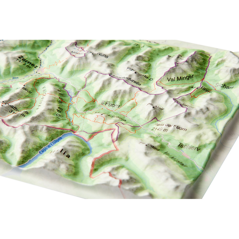 Georelief 3D Reliefpostkarte Schweizer Nationalpark