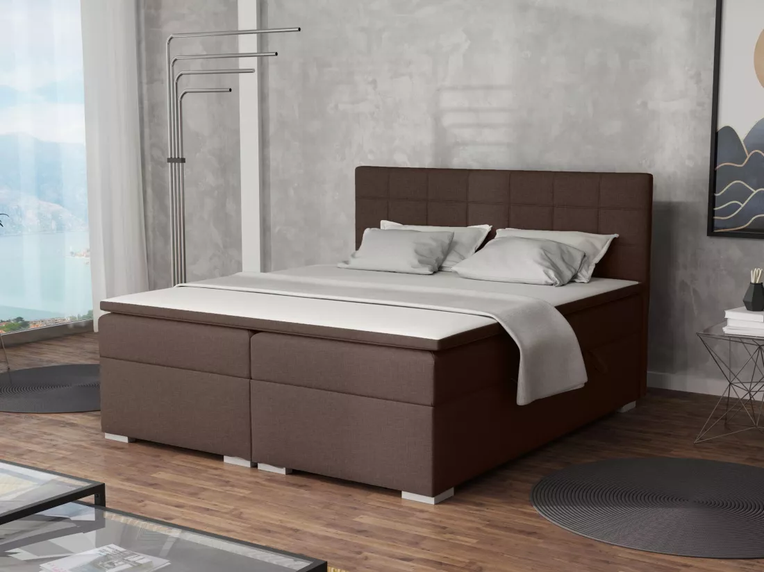 LIT BOXSPRING avec rangements pour la literie Torland, 140x200 cm, Jasmine 28 (Marron)