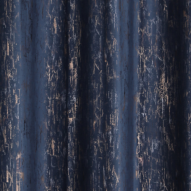 Rideau œillets GoodHome Figari bleu marine velours l.140 x H.260 cm