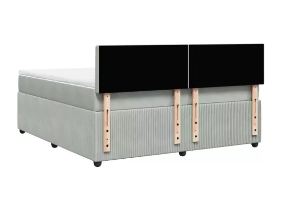 Sommier à lattes de lit et matelas Gris clair 180x200cm Velours