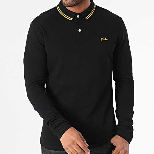 Polo Manches Longues Vintage Tipped Noir