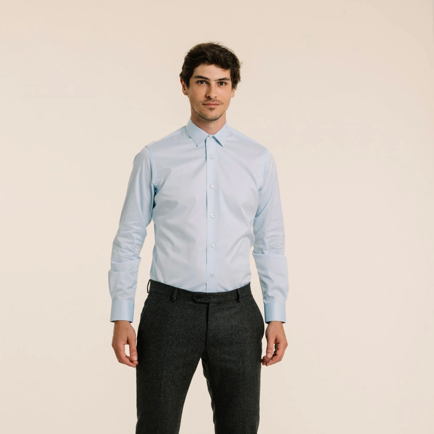 Sky blue double-twisted twill shirt