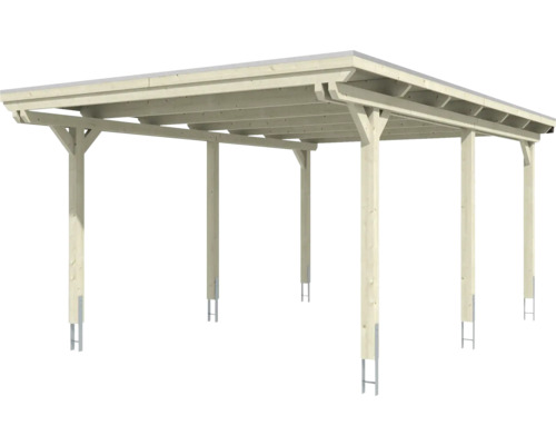 SKAN HOLZ Emsland enkele carport 404x604 cm met natuurlijk aluminium dak