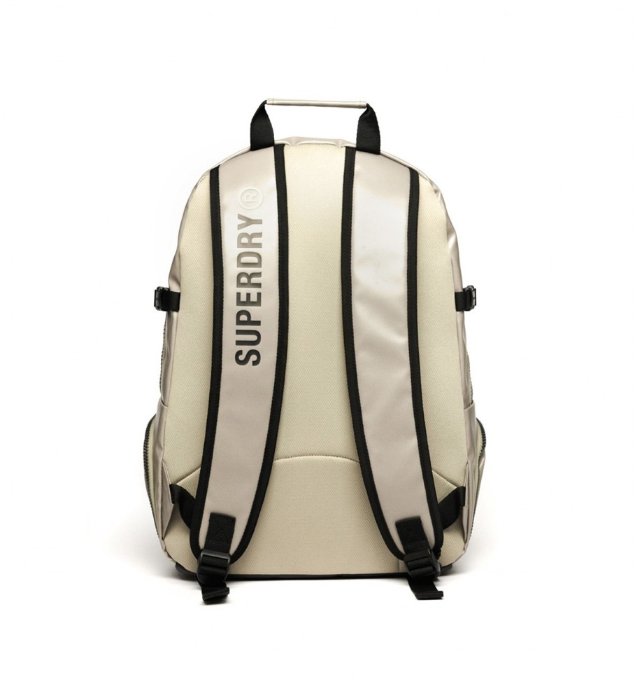 Mochila Superdry de lona cinza dourada