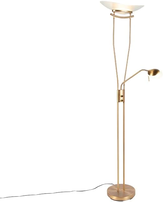 QAZQA - Moderne Stehleuchte I Stehlampe I Standleuchte I Lampe I Leuchte Bronze inkl. LED und Dimmer - Lexus Dimmer I Dimmbar I Wohnzimmer I Schlafzimmer I Deckenfluter - Stahl Länglich - I (nicht aus
