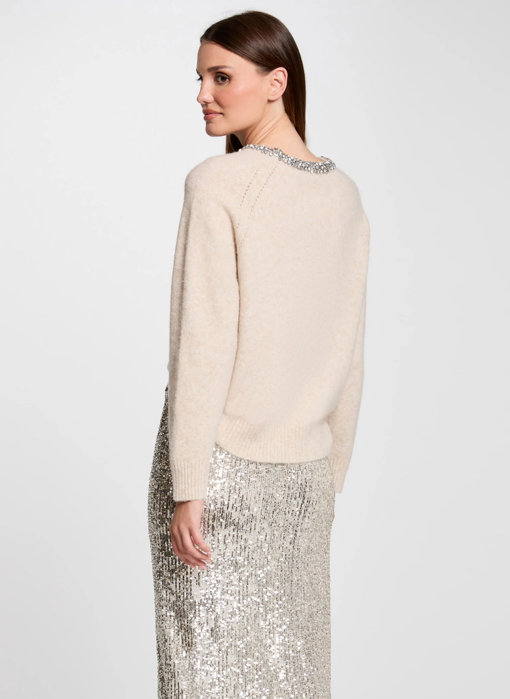 MPERLE - Pull col rond| Beige