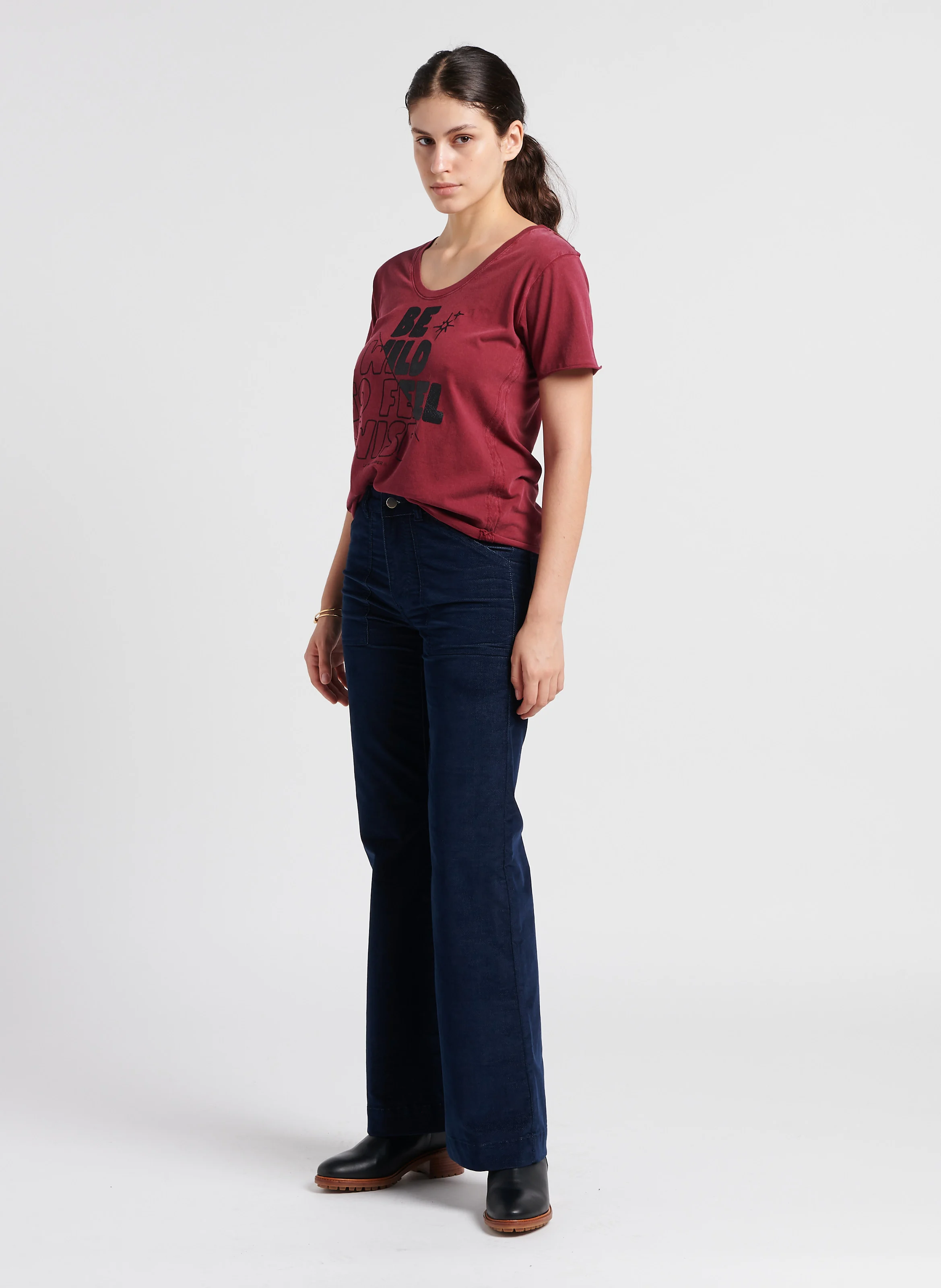 GATSBY - Pantalon évasé en coton mélangé | Bleu