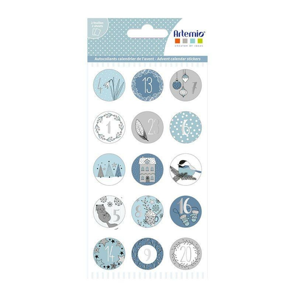 4 sets d'autocollants calendrier de l'avent cosy christmas