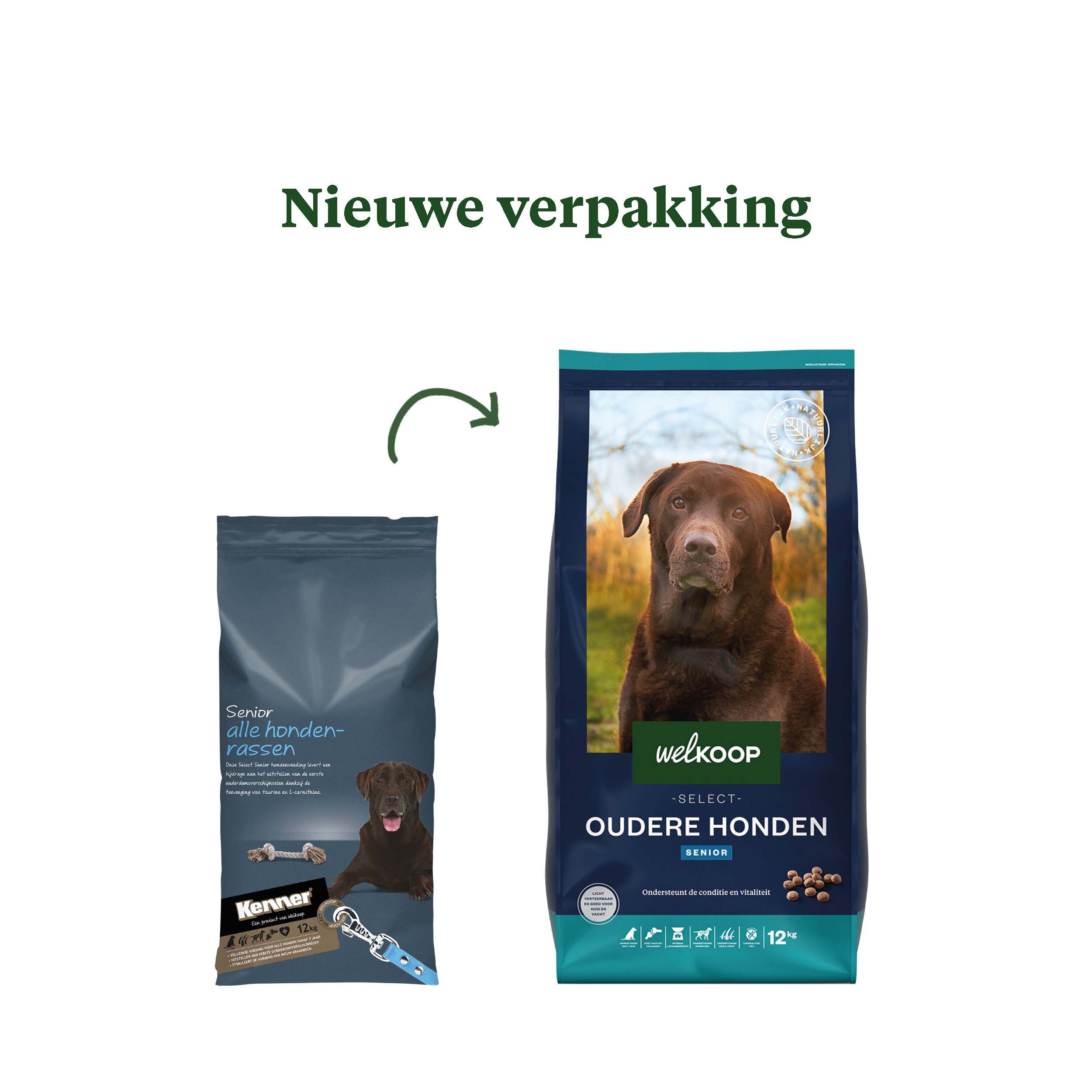 Welkoop Select Senior Krokante brokken - Hondenvoer - 12 Kilogram - kip