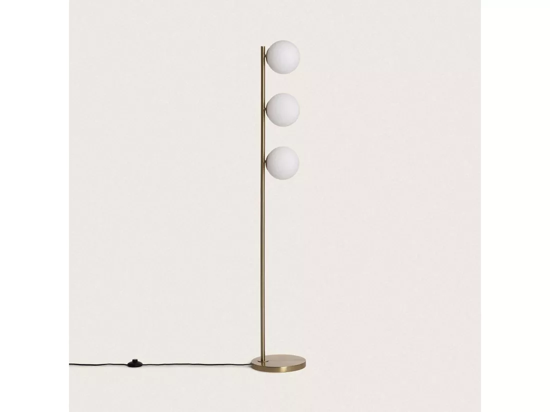 Lampadaire Métal et Verre Moonlight Brass 3 Spots Doré