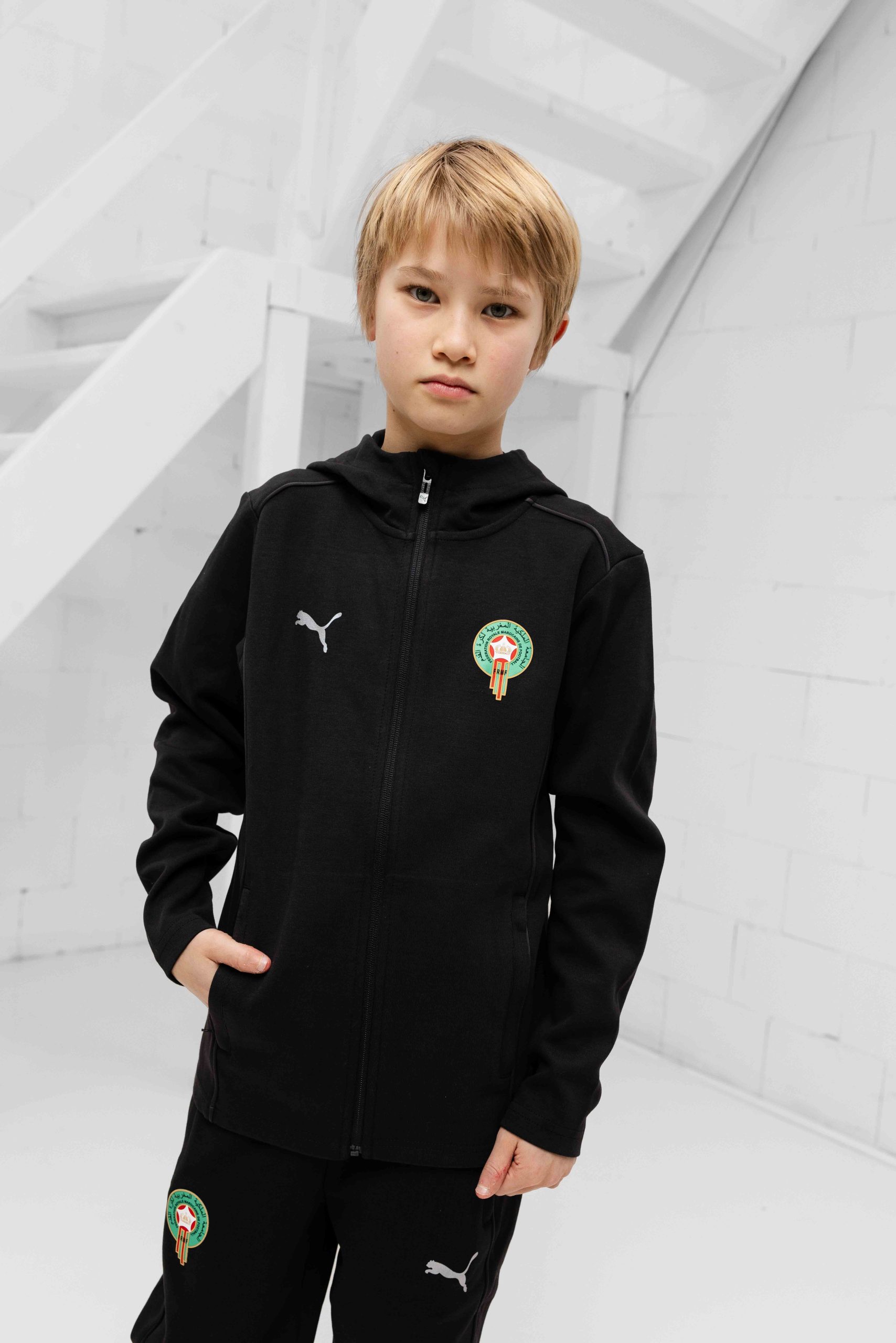 Marokko Teamfinal Casual Trainingspak Junior Zwart 2025/2026