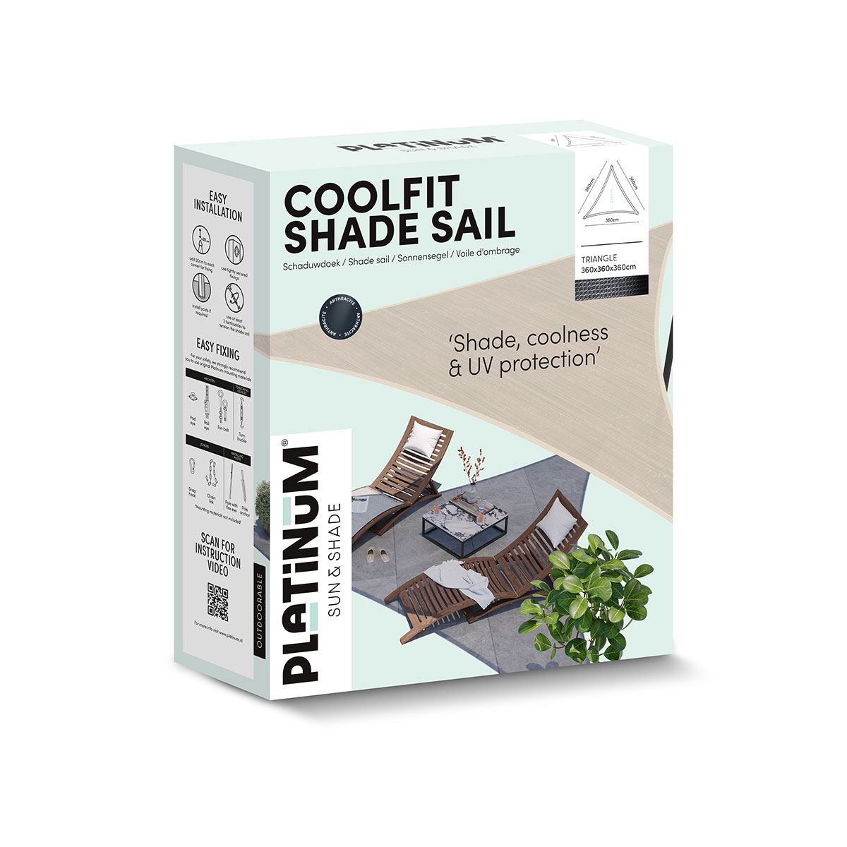 Platinum Coolfit Shade sail triangle 360x360x360 - Off White - Met