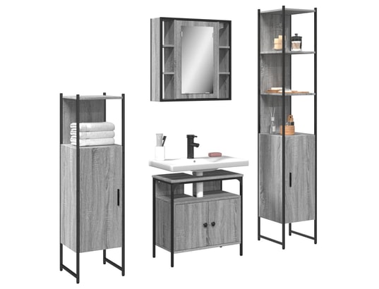 VIDAXL - Ensemble d'armoires de salle de bain 4 pcs sonoma gris