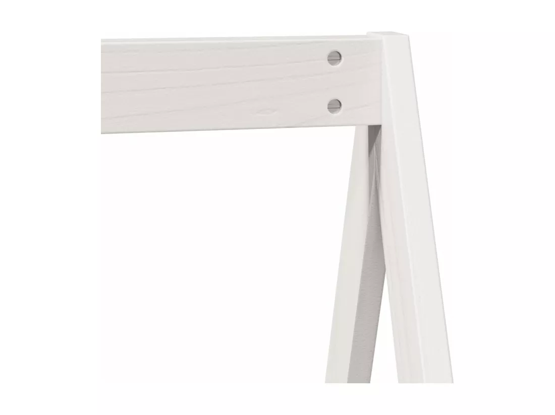 Lit superposé et échelle et toit blanc 90x200cm bois pin massif