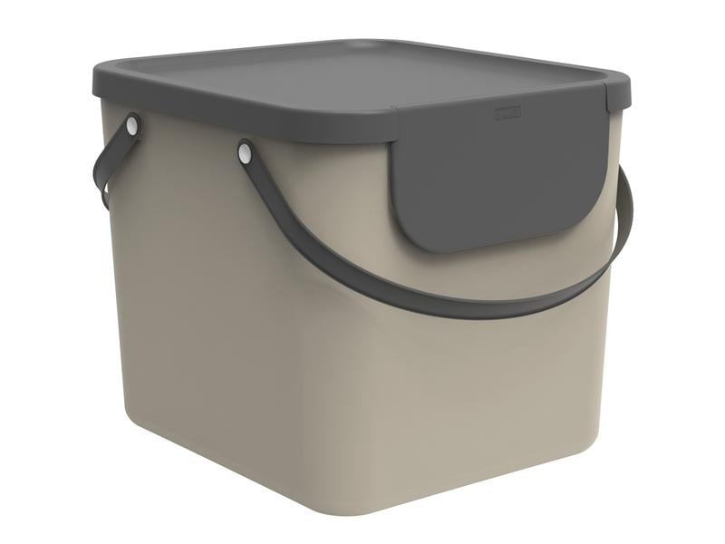 Rotho Recyclingbehälter Albula 40 l, Cappuccino Mülleimer