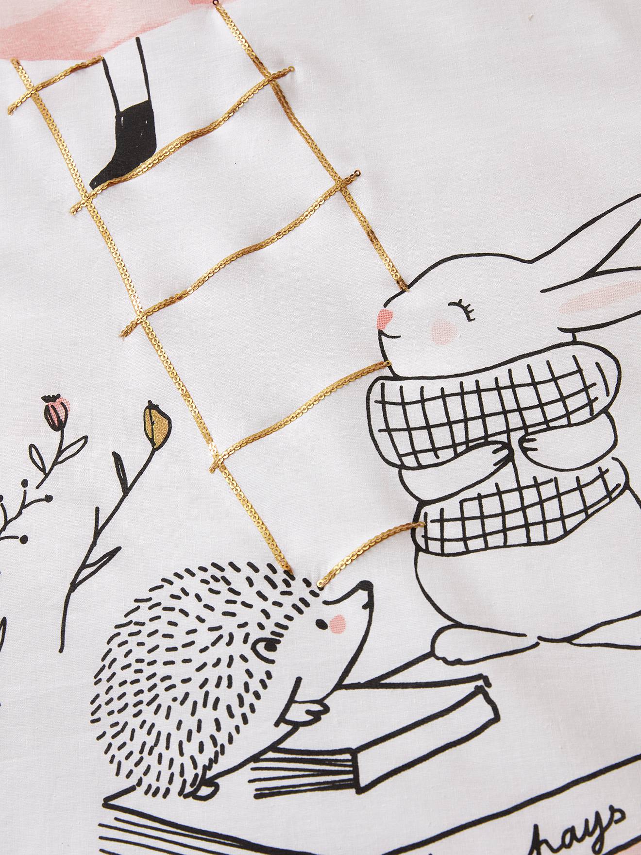 Conjunto de capa de edredom e fronha para bebê TO THE MOON, branco claro liso com estampas.