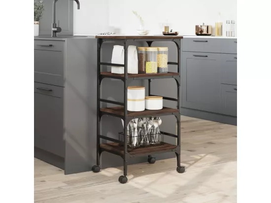 Chariot de cuisine chêne marron 45x35x89,5 bois d'ingénierie