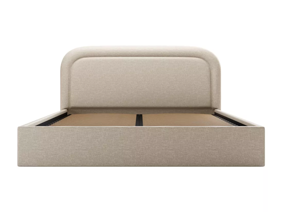 Lit coffre 140 x 190 cm - Tissu chiné - Beige - FIREZA