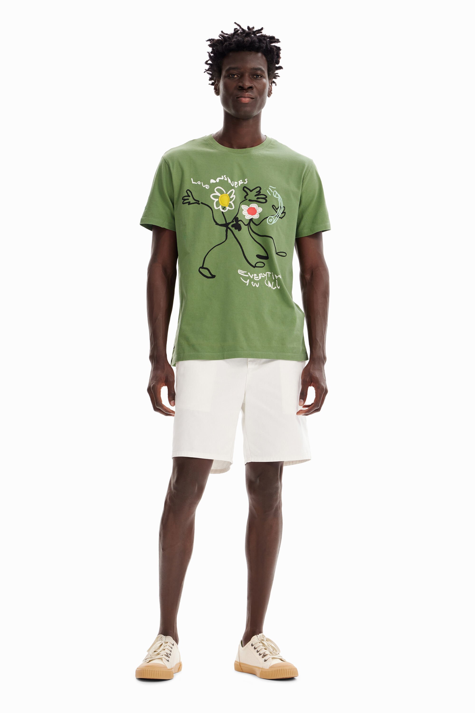 T-shirt kaki fleurs