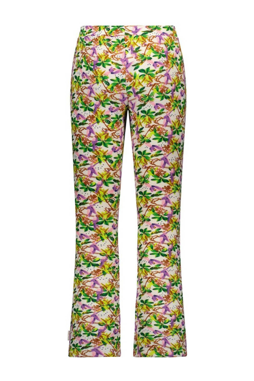 B.Nosy gebloemde flared broek groen/lila/wit