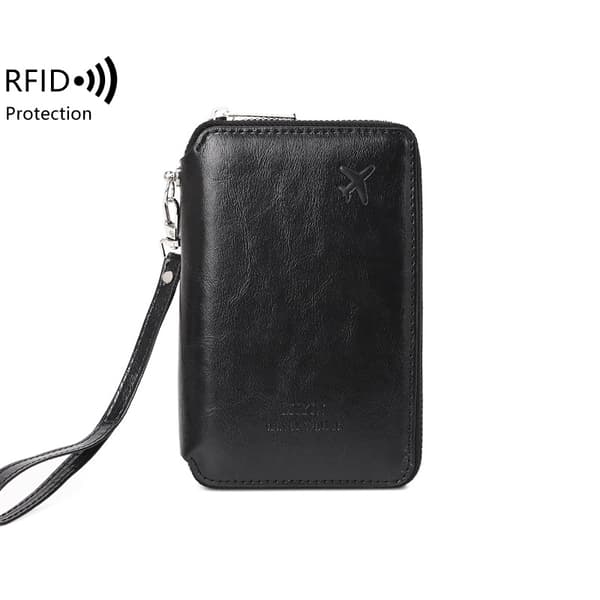 INF Passholder i svart PU-skinn med RFID-blokkering