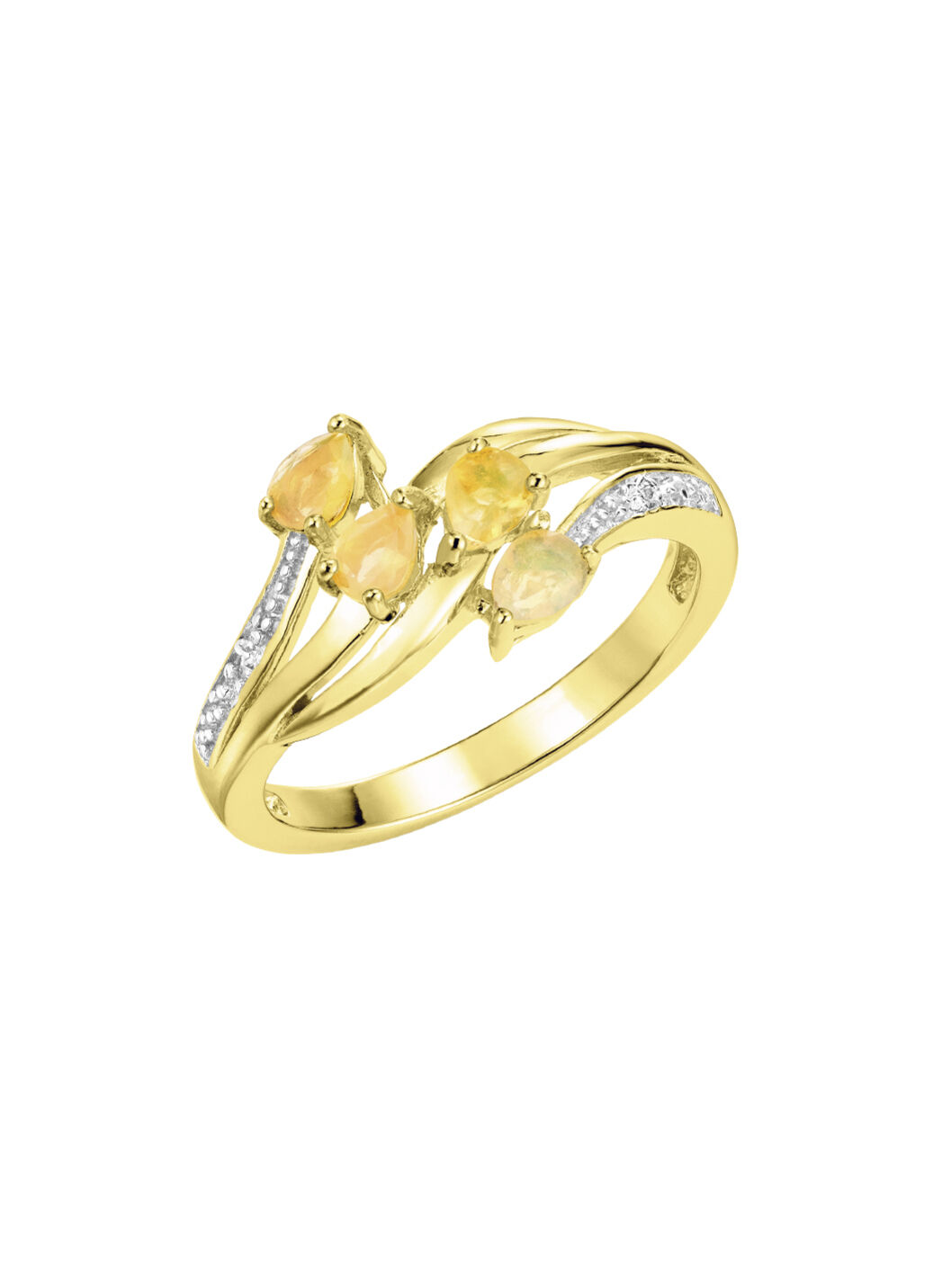 Damenring mit echt Feueropal und 2 Diamanten
