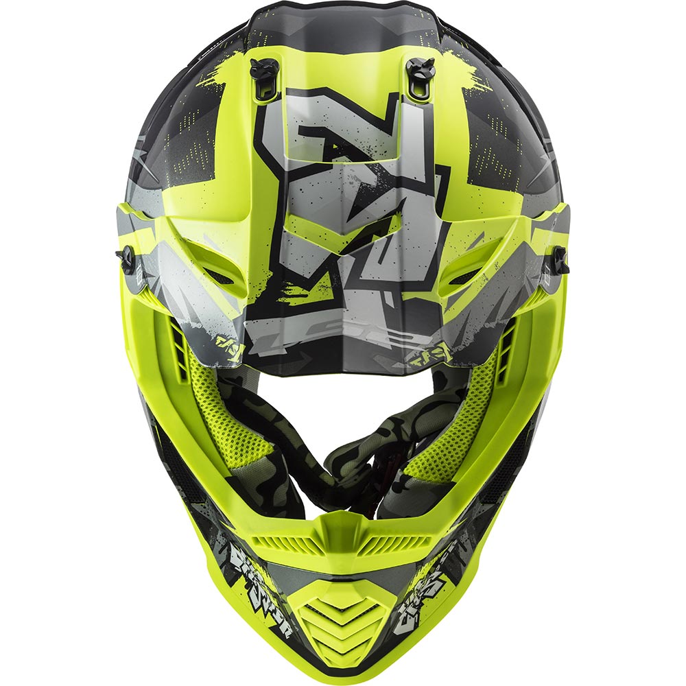 LS2 - Casque MX437 Fast Evo II Mini Crusher Jaune fluo / Noir / Gris / Brillant