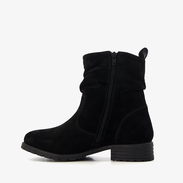 Hush Puppies suède dames enkellaarsjes zwart