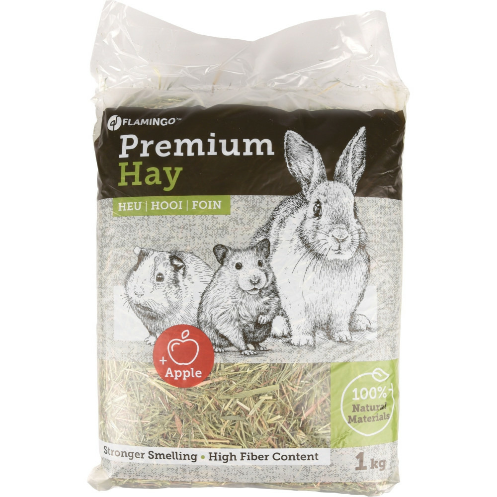 Foin de pré premium avec pommes 1 kg soit 30 litres pour rongeur