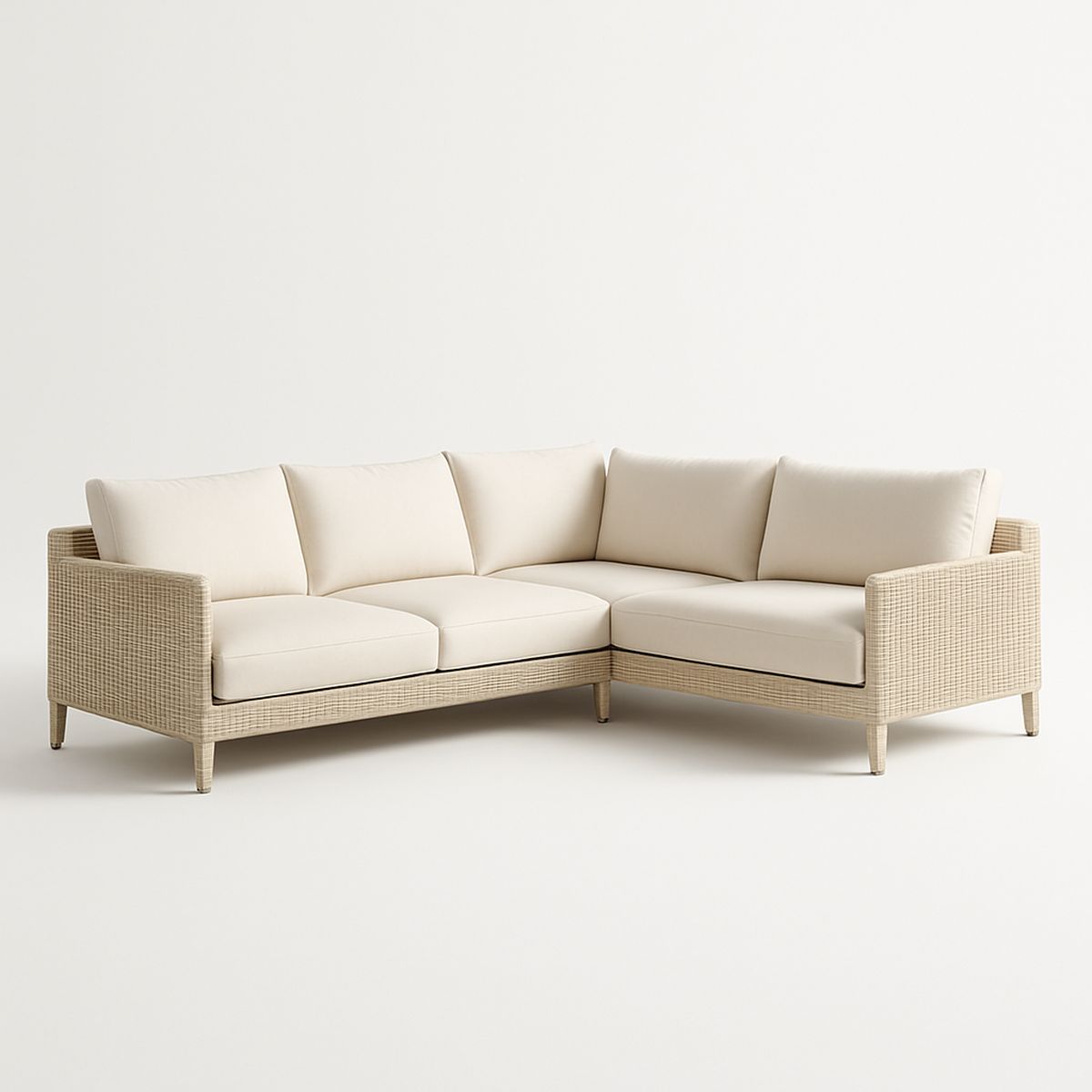 Ecksofa Polyethylengeflecht mit Kissen Creme