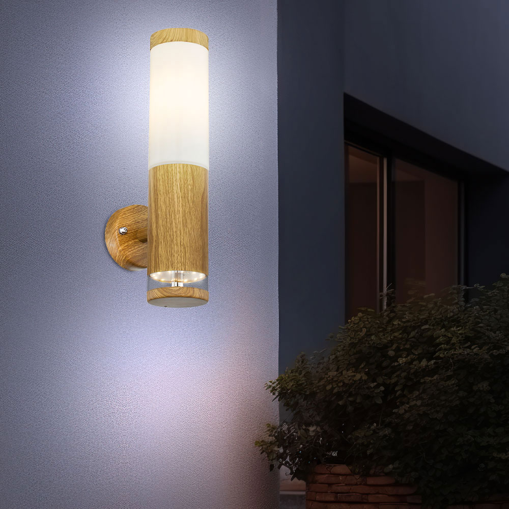 RGB LED Wandleuchte, Bewegungsmelder, Holz-Optik, H 35 cm