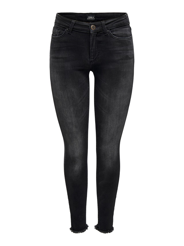 ONLY Ankle-Jeans »ONLBLUSH MID SK ANK RW REA1099 NOOS«, mit fransigen Säumen