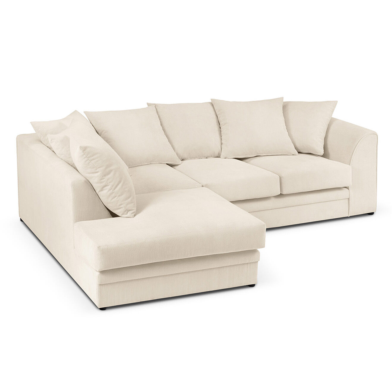 Mazzini Sofas Canapé d'angle Gauche Quince Velours côtelé 4 Places beige clair - 221x171x80 cm