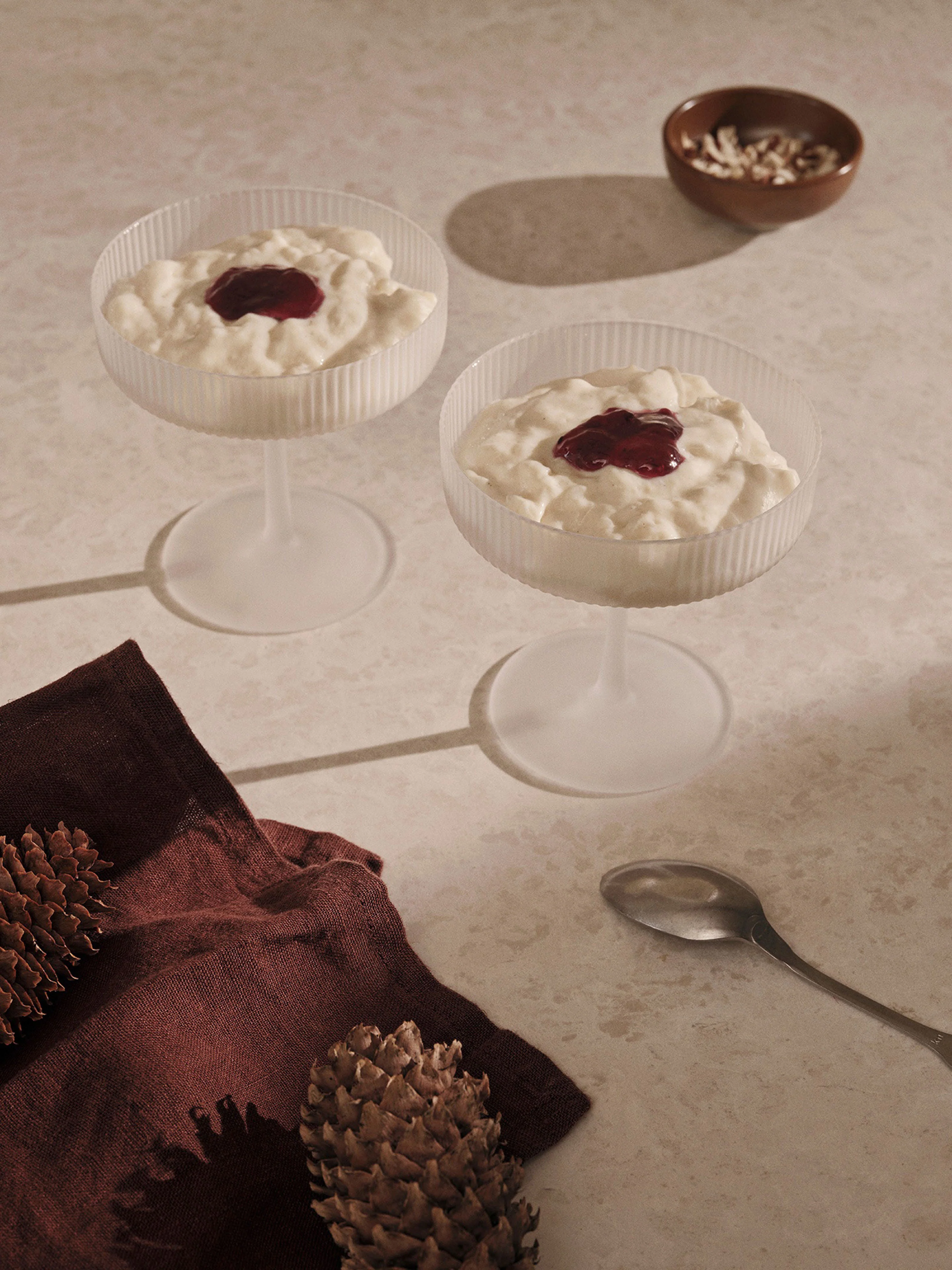 Mondgeblazen champagneglazen Ripple met groefreliëf, 2-delig