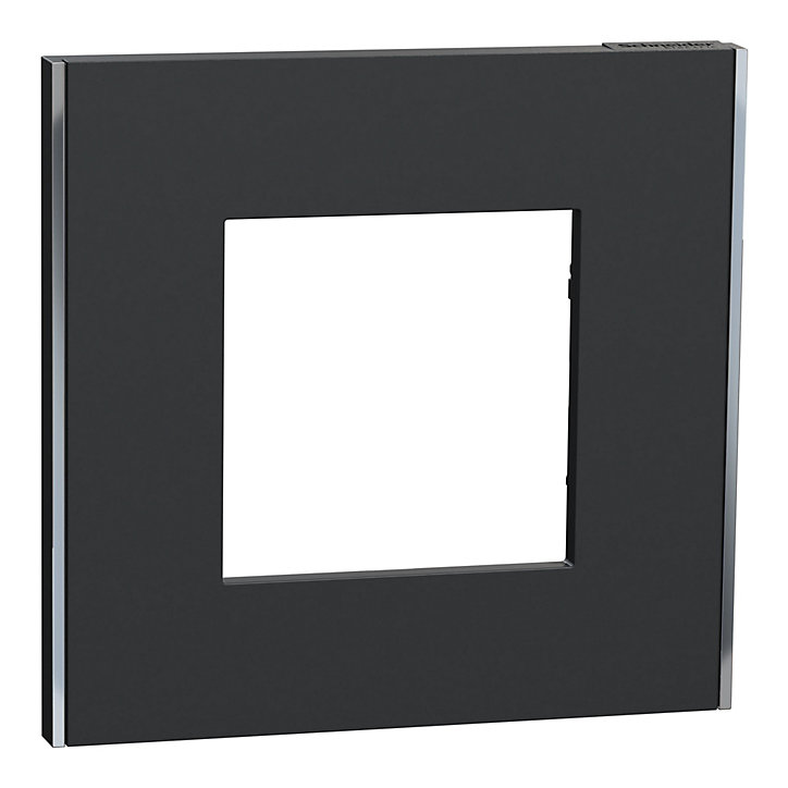 Plaque de finition simple Schneider Electric Unica Déco Subtil gris anthracite liseré argenté