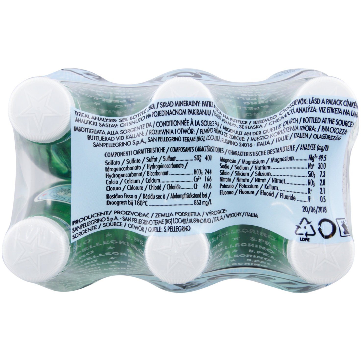 San Pellegrino Mineralwasser mit Kohlensäure 6x50cl -300cl