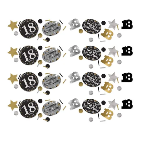 amscan Konfetti Sparkling Celebration Zahl 18 Silber & Gold