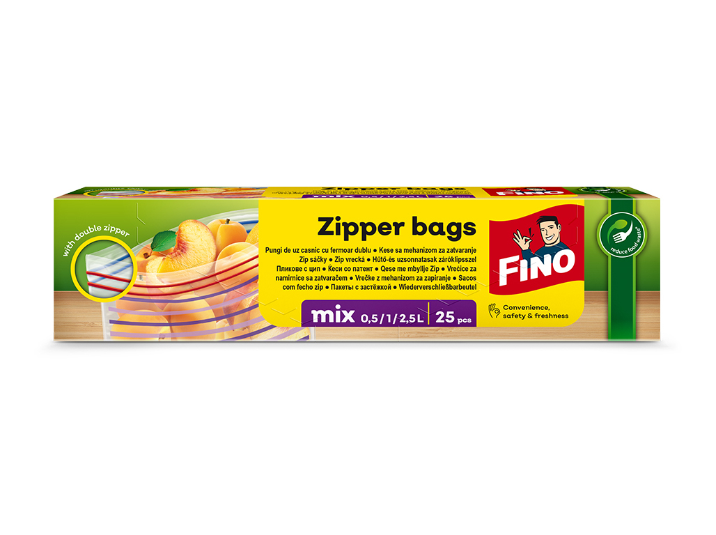 SACOS PARA ALIMENTOS FINO ZIPPER MIX 25 UN