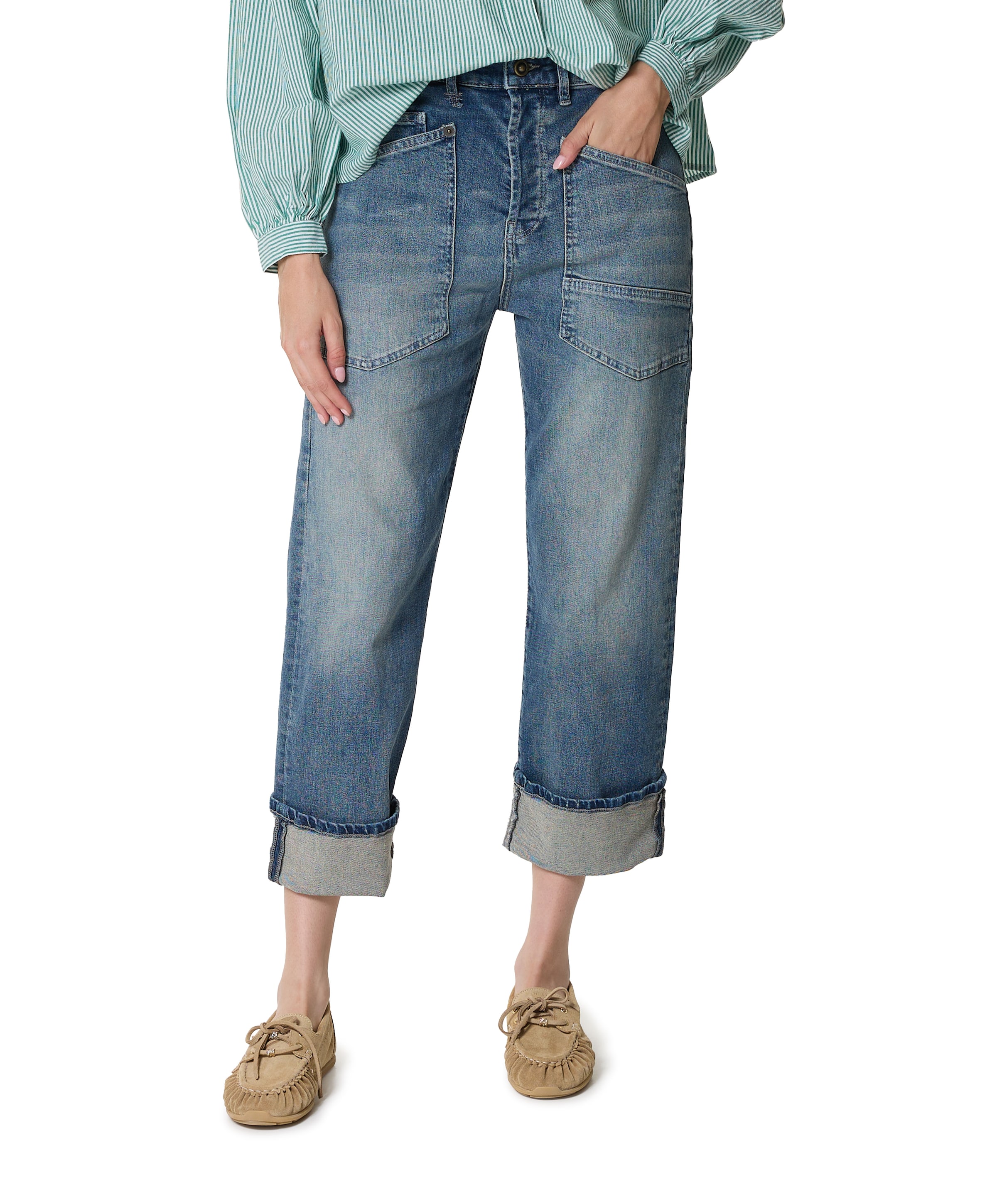 MAC BAGGY dames jeans blauw