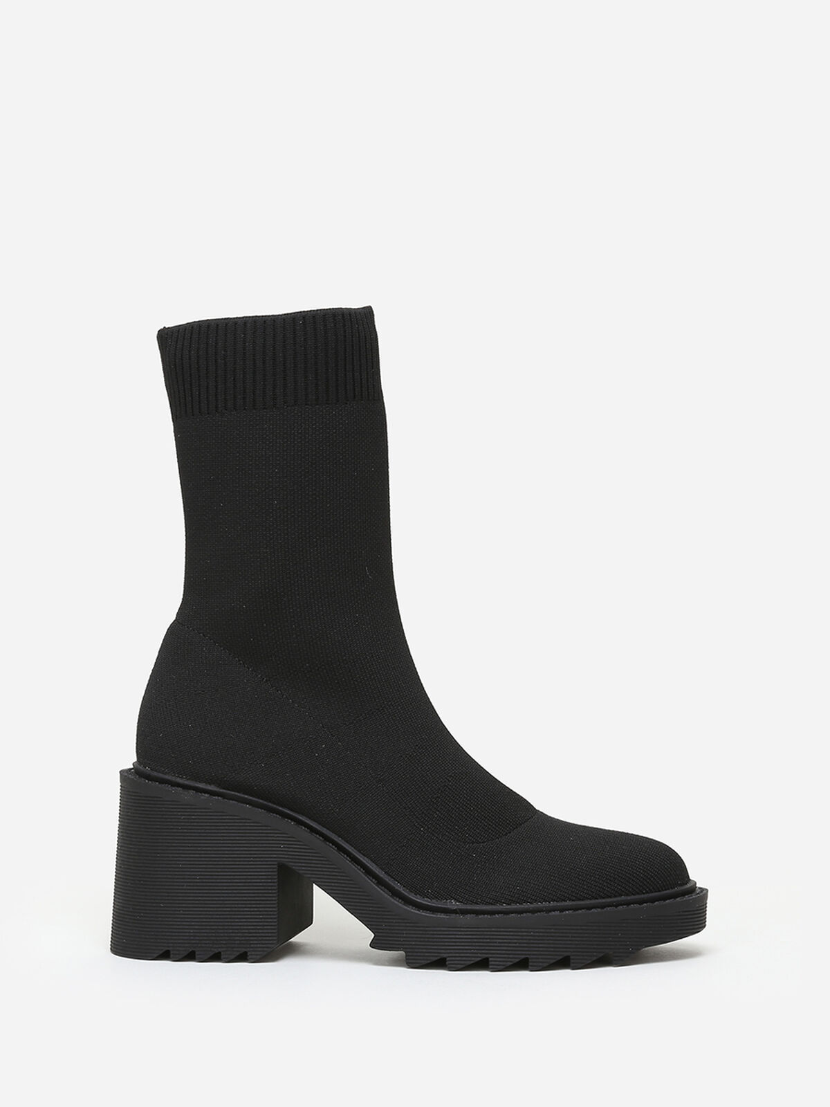Bottines en maille à semelle crantée- Noir