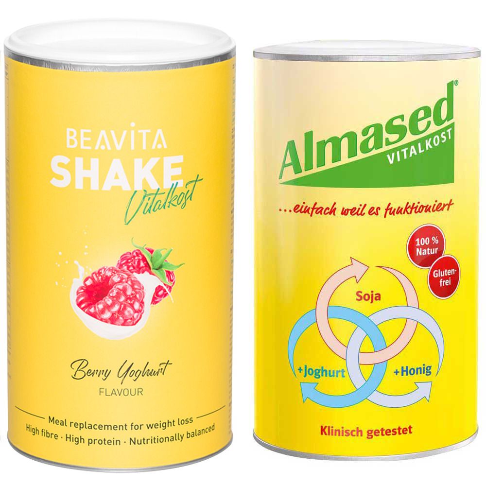 BEAVITA Vitalkost Plus Himbeere-Joghurt  + Almased Vital-Pflanzen-Eiweißkost