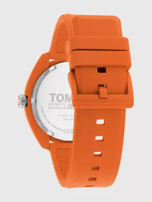 Relógio com pulseira de silicone laranja
